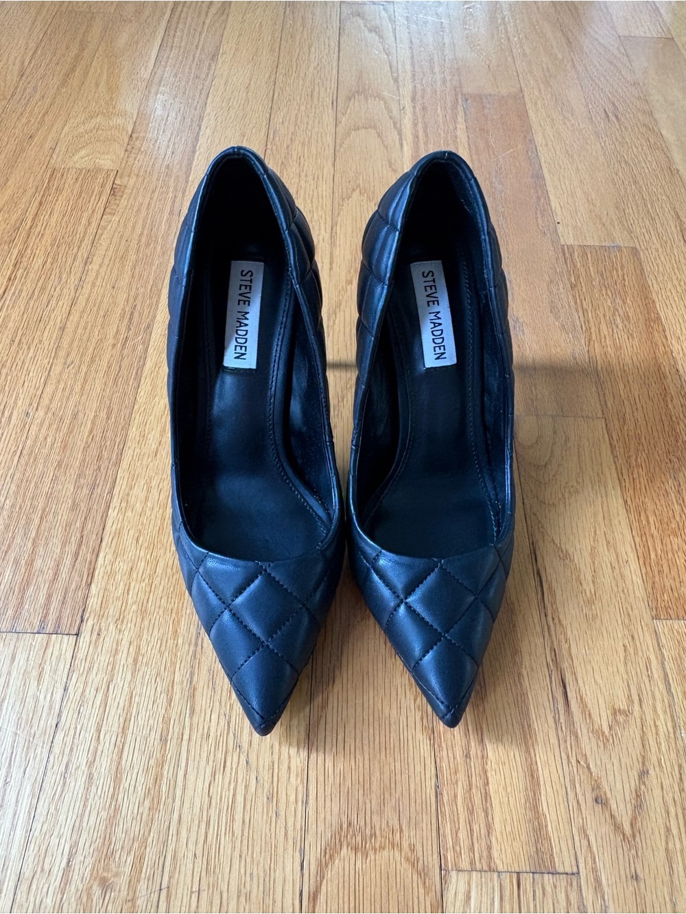 Steve Madden Black Quilted Pointed Pumps